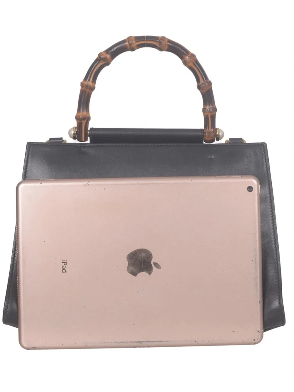 ♥️Gucci Black Leather Nymphaea Bamboo Top-Handle Leather Satchel♥️ - Picture 5 of 16